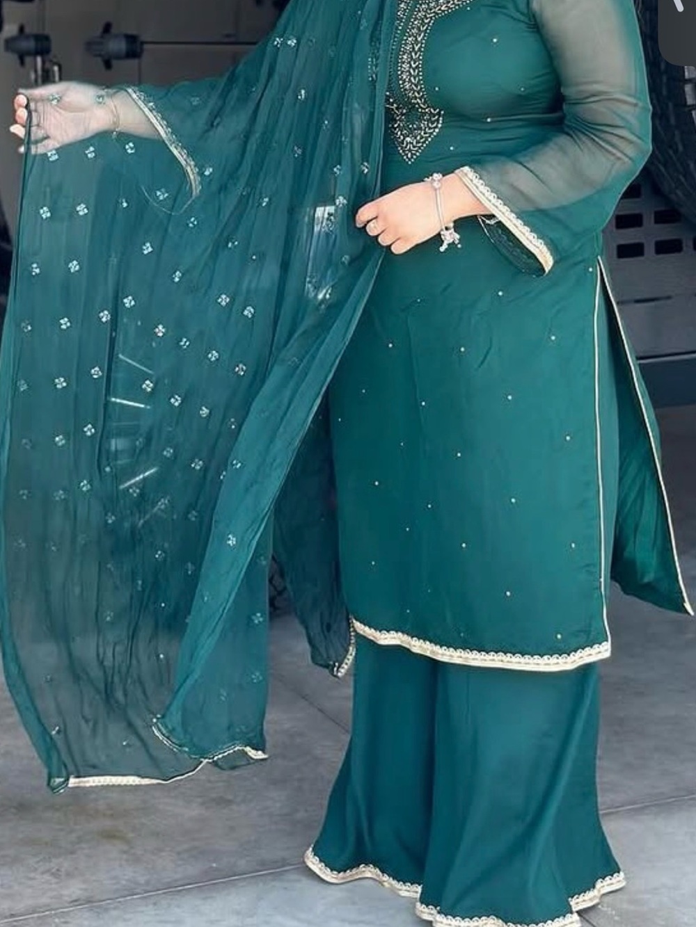 Women's Teal Embellished Salwar Kameez Set